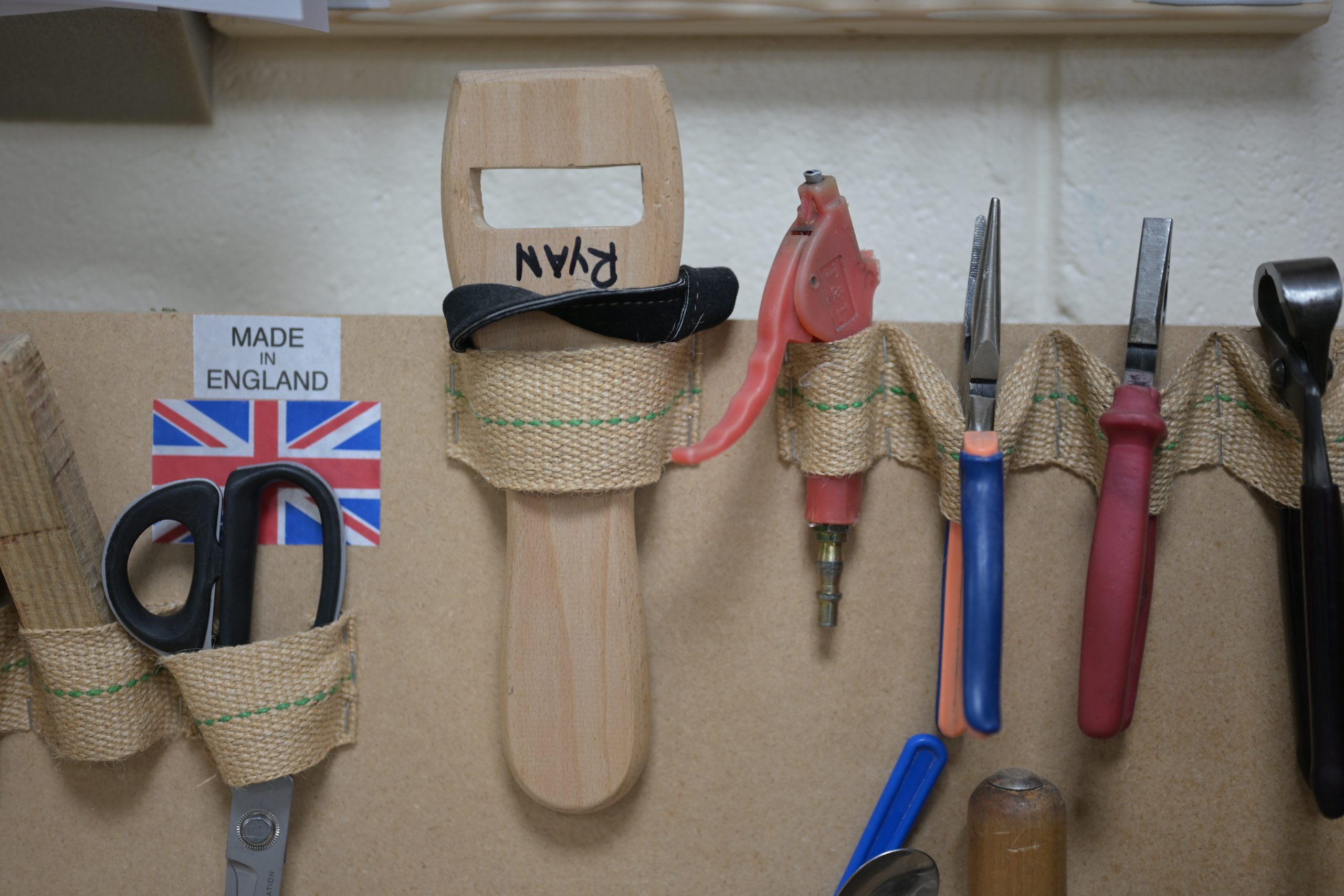 Hand tools on the D&P workshop wall