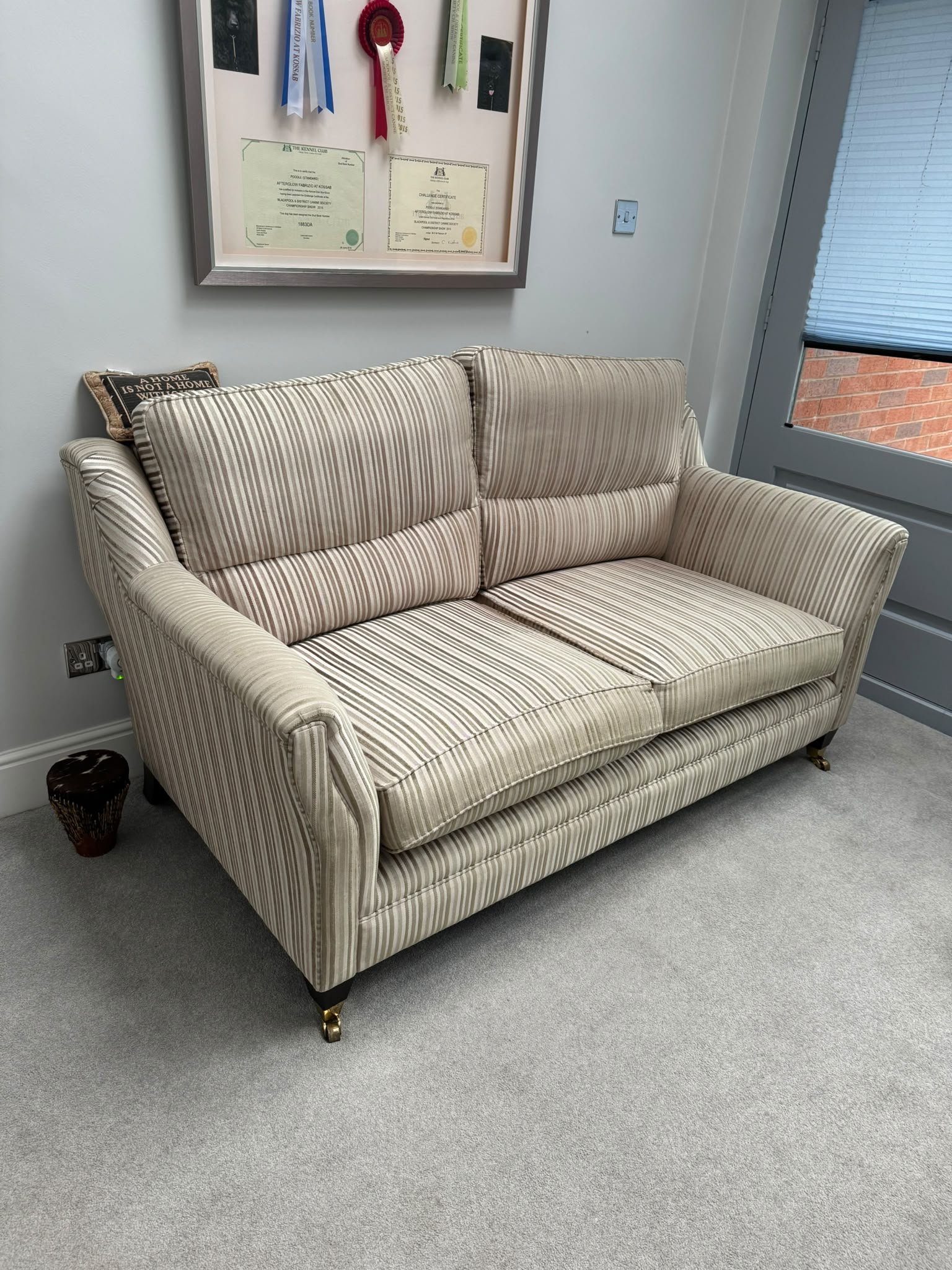 Purple sofas — before, view 1